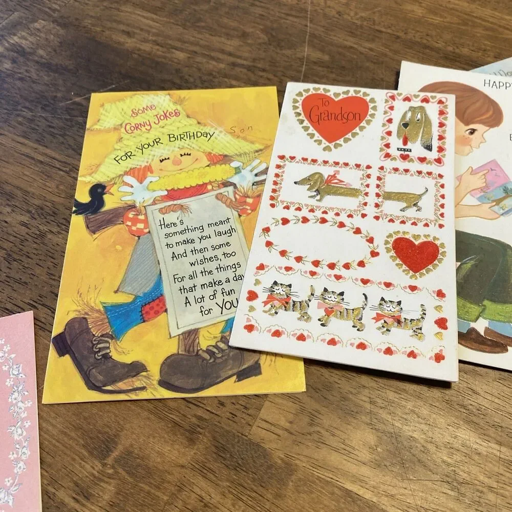 Vintage Greeting Cards Lot Of 12 Birthday Boy Girl New Baby Anthropomorphic
